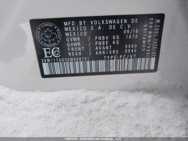 3VW117AU3GM068731 Volkswagen Golf 1.8 Tsi Comfortline/1.8 Tsi Highline/1.8 Tsi Trendline