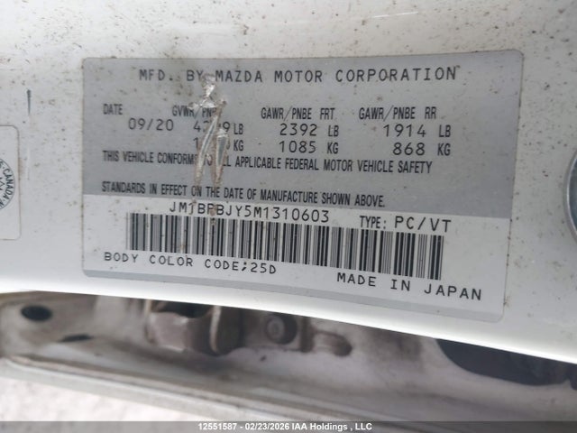JM1BPBJY5M1310603 Mazda 3