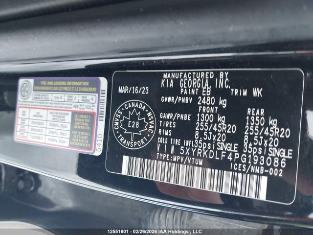 Aukcja sprzedaży 2023 Kia Sorento Sx/sxp, vin: 5XYRKDLF4PG193086, numer aukcji: 12551601