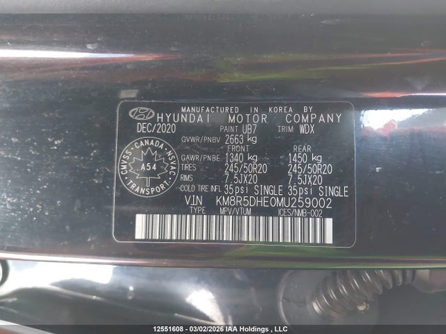 KM8R5DHE0MU259002 Hyundai Palisade Ultimate Calligraphy