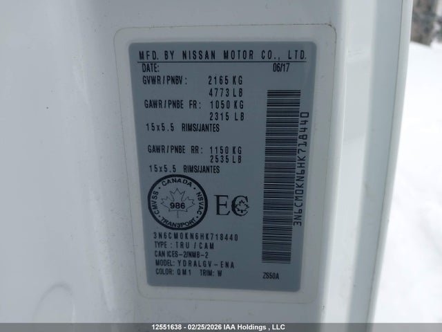 3N6CM0KN6HK718440 Nissan Nv200 2.5s/2.5sv