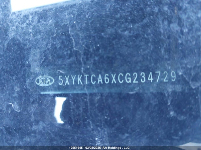 12551645 :رقم المزاد ، 5XYKTCA6XCG234729 vin ، 2012 Kia Sorento Lx مزاد بيع