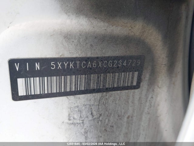 12551645 :رقم المزاد ، 5XYKTCA6XCG234729 vin ، 2012 Kia Sorento Lx مزاد بيع