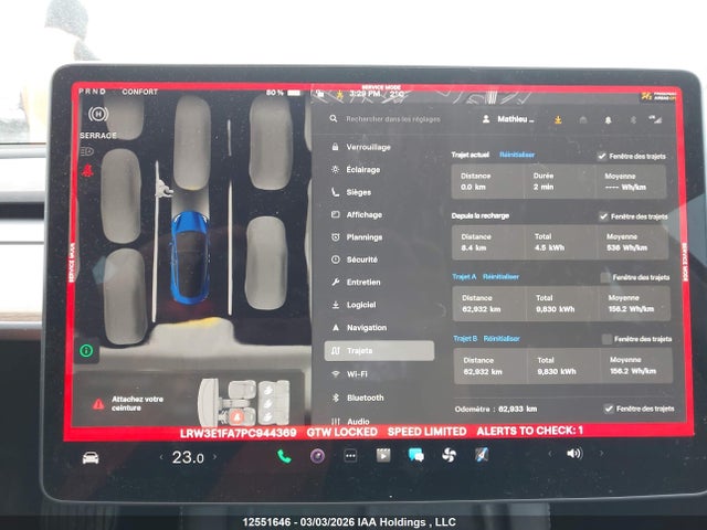 Aukcja sprzedaży 2023 Tesla Model 3, vin: LRW3E1FA7PC944369, numer aukcji: 12551646