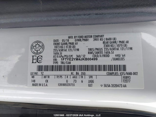 1FTYE2YM4JKB00499 Ford Transit-150