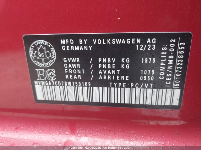 WVWGA7CD7RW159109 Volkswagen Golf GTI