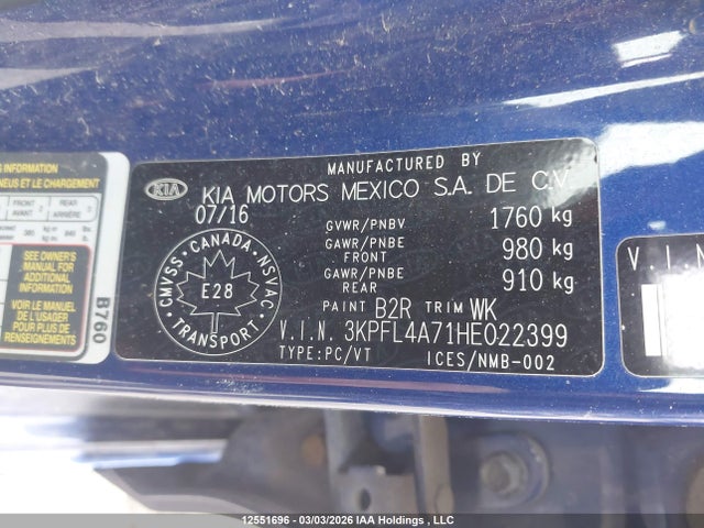 3KPFL4A71HE022399 KIA Forte Ex/ex Luxury/ex+/lx/lx+