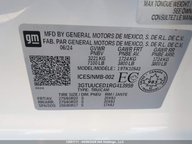3GTUUCED1RG413959 GMC Sierra K1500 Elevation