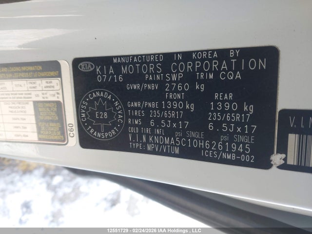 KNDMA5C10H6261945 KIA Sedona L