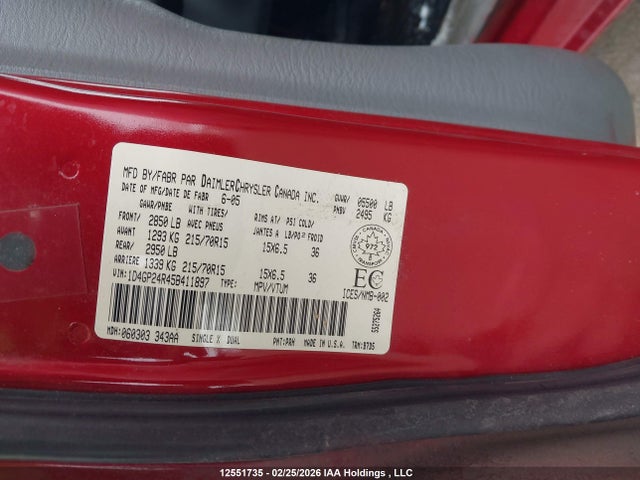 Aukcja sprzedaży 2005 Dodge Grand Caravan, vin: 1D4GP24R45B411897, numer aukcji: 12551735