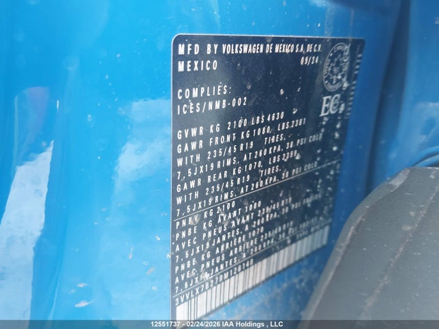 12551737 :رقم المزاد ، 3VVLX7B27RM128148 vin ، 2024 Volkswagen Taos مزاد بيع