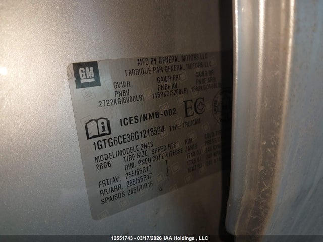 1GTG6CE36G1218594 GMC CANYON SLE