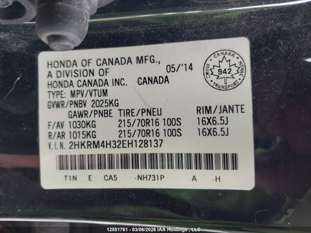 2HKRM4H32EH128137 Honda CR-V LX