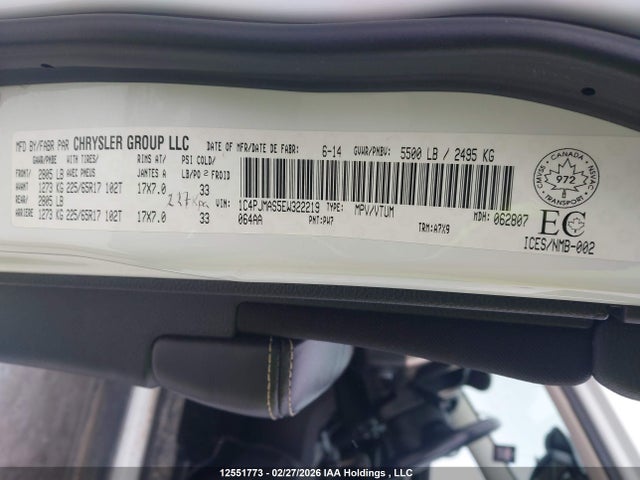 Продаж на аукціоні авто 2014 Jeep Cherokee Sport, vin: 1C4PJMAS5EW322219, номер лоту: 12551773
