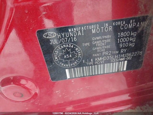 KMHD35LH1HU362278 Hyundai ELANTRA GT