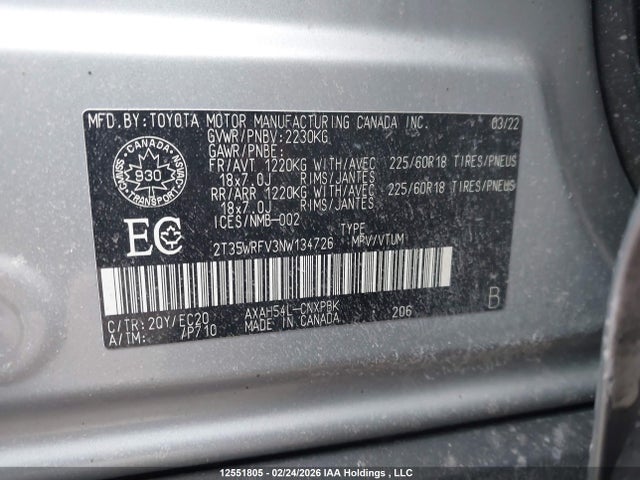 2T35WRFV3NW134726 Toyota Rav4 Hybrid Xse