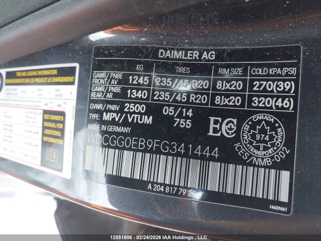 Продаж на аукціоні авто 2015 Mercedes-benz Glk 250 Bluetec, vin: WDCGG0EB9FG341444, номер лоту: 12551806