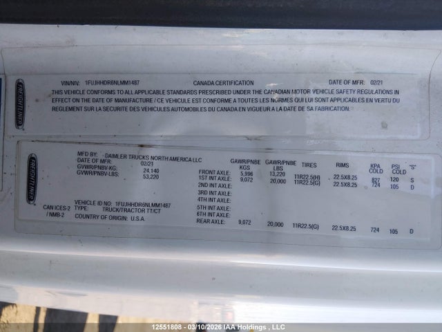 Freightliner New Cascadia 126 2022 1FUJHHDR6NLMM1487 Image 9