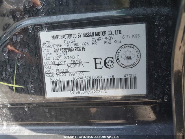 Продажа на аукционе авто 2025 Nissan Sentra Sr, vin: 3N1AB8DV0SY203775, номер лота: 12551811