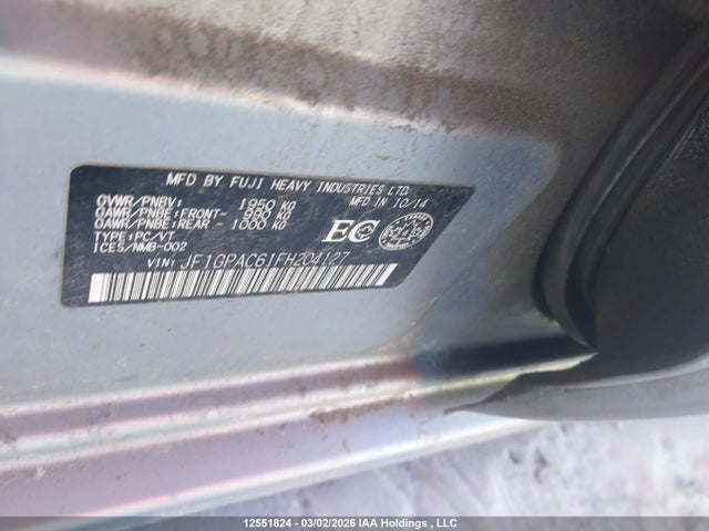 JF1GPAC61FH204127 Subaru Impreza 2.0i/2.0i Touring Package