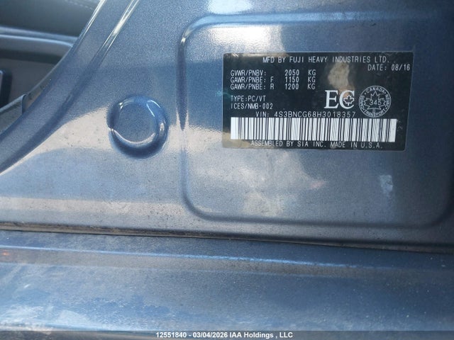 Aukcja sprzedaży 2017 Subaru Legacy 2.5i Touring, vin: 4S3BNCG68H3018357, numer aukcji: 12551840