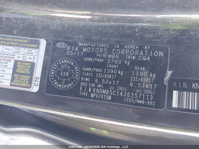 KNDMB5C14J6357113 KIA SEDONA LX