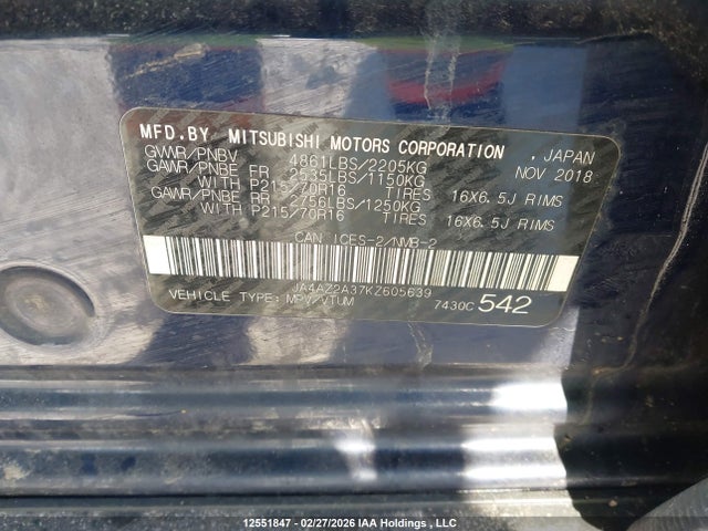 Mitsubishi Outlander Es 2019 JA4AZ2A37KZ605639 Image 19