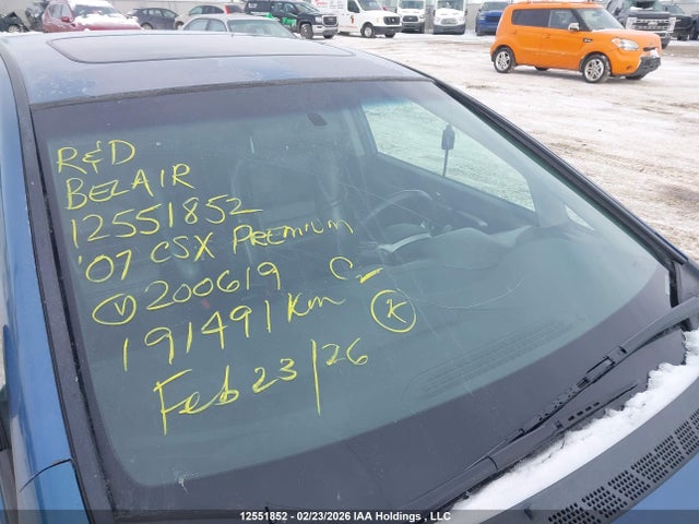 Продажа на аукционе авто 2007 Acura Csx Premium Navigation, vin: 2HHFD56797H200619, номер лота: 12551852