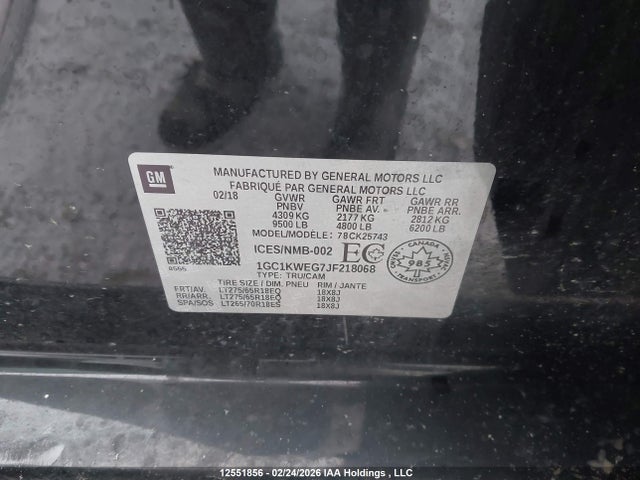 1GC1KWEG7JF218068 Chevrolet Silverado K2500 Heavy Duty Ltz