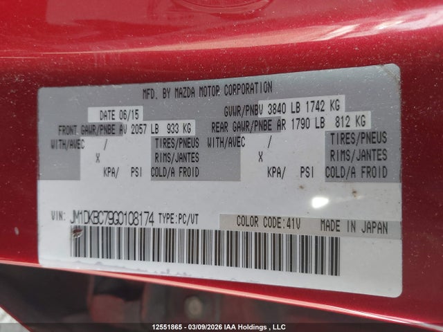 12551865 :رقم المزاد ، JM1DKBC79G0108174 vin ، 2016 Mazda Cx-3 Gs مزاد بيع