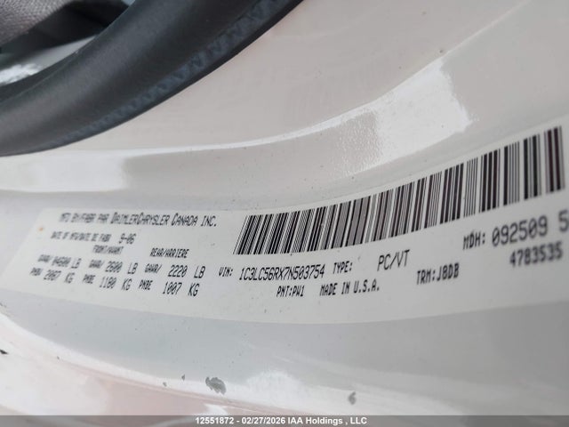 2007 Chrysler Sebring Touring მანქანა იყიდება აუქციონზე, vin: 1C3LC56RX7N503754, აუქციონის ნომერი: 12551872