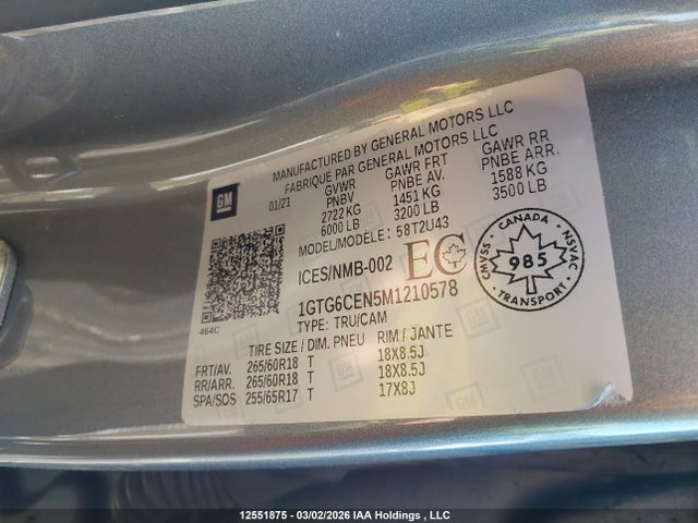 1GTG6CEN5M1210578 GMC Canyon Elevation