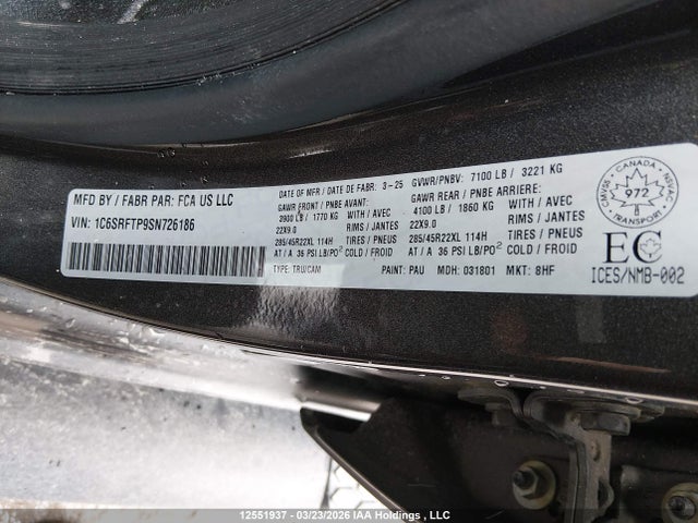 Dodge RAM 1500 2025 1C6SRFTP9SN726186 Image 9