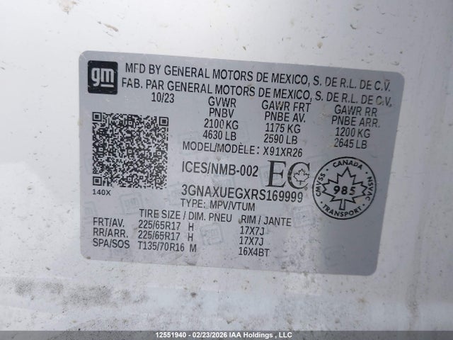 3GNAXUEGXRS169999 Chevrolet EQUINOX LT