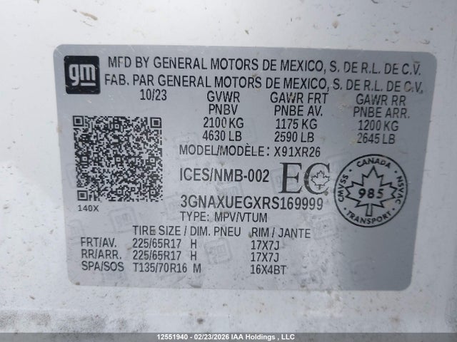 3GNAXUEGXRS169999 Chevrolet EQUINOX LT