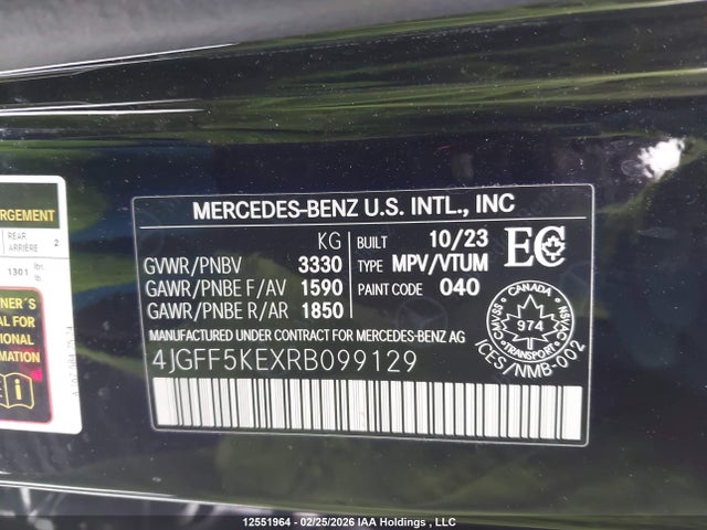 2024 Mercedes-benz Gls 450 4matic მანქანა იყიდება აუქციონზე, vin: 4JGFF5KEXRB099129, აუქციონის ნომერი: 12551964