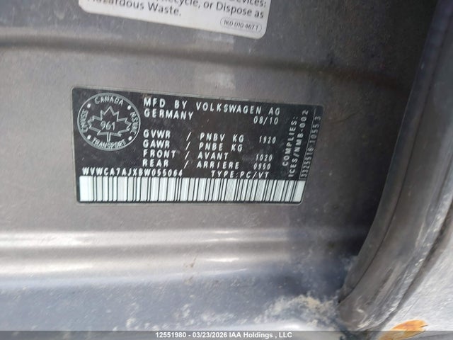 Продажа на аукционе авто 2011 Volkswagen Golf, vin: WVWCA7AJXBW055064, номер лота: 12551980