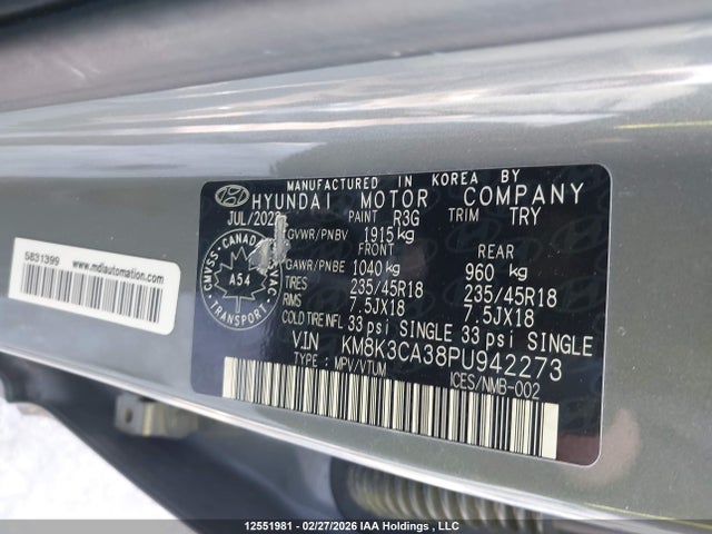 12551981 :رقم المزاد ، KM8K3CA38PU942273 vin ، 2023 Hyundai Kona N Line مزاد بيع