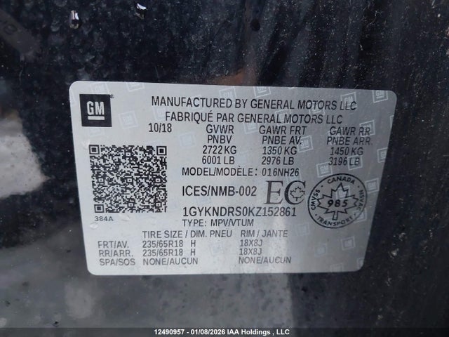 1GYKNDRS0KZ152861 Cadillac XT5 LUXURY