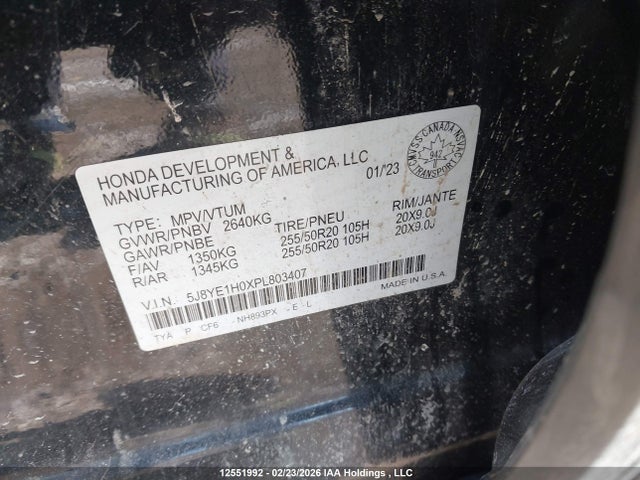 Продажа на аукционе авто 2023 Acura Mdx A-spec, vin: 5J8YE1H0XPL803407, номер лота: 12551992