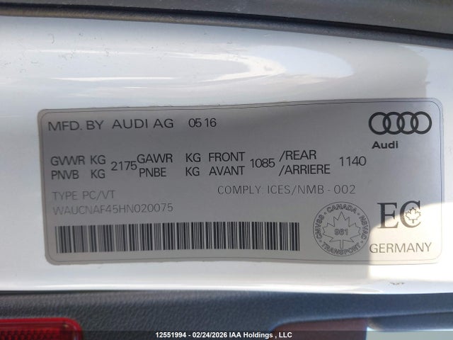 WAUCNAF45HN020075 Audi A4 2.0t Technik