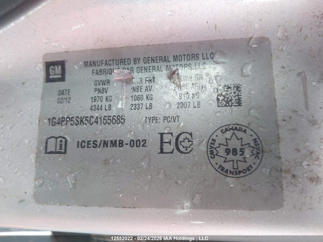 Aukcja sprzedaży 2012 Buick Verano 1sd, vin: 1G4PP5SK5C4165685, numer aukcji: 12552022