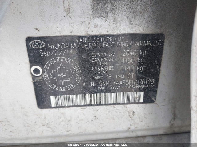 5NPE34AF5FH076123 Hyundai Sonata Sport/limited
