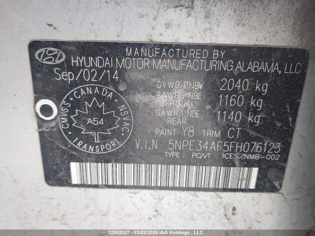 5NPE34AF5FH076123 Hyundai Sonata Sport/limited