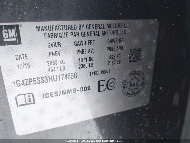 1G4ZP5SS3HU174658 Buick Lacrosse Essence