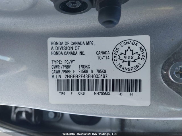 Honda Civic Lx 2015 2HGFB2F43FH005497 Image 19