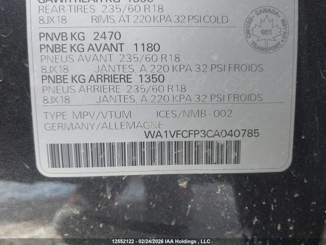 Aukcja sprzedaży 2012 Audi Q5 2.0t Premium Plus, vin: WA1VFCFP3CA040785, numer aukcji: 12552122