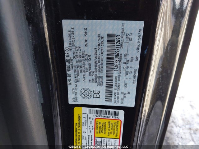 2025 Ford Mustang მანქანა იყიდება აუქციონზე, vin: 1FAGP8UH6S5112693, აუქციონის ნომერი: 12552147