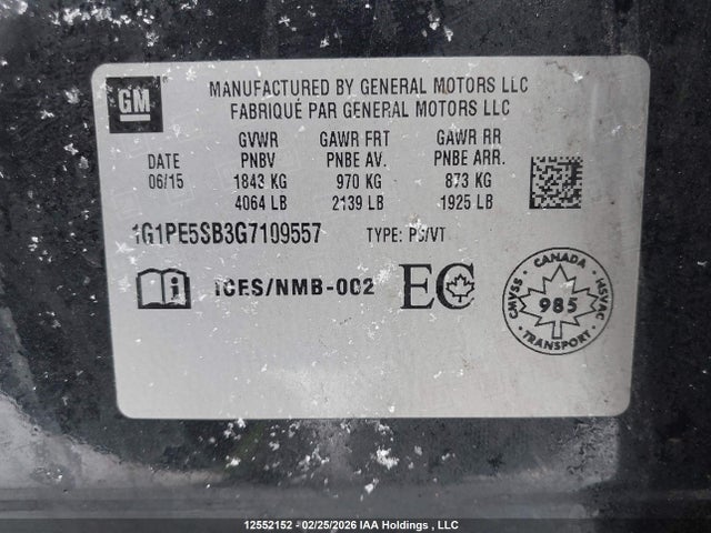 1G1PE5SB3G7109557 Chevrolet Cruze