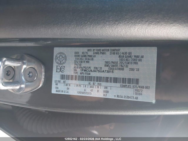 1FMCU9JA7SUA73015 Ford Escape Platinum